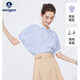 Navigare意大利小帆船女士短袖條紋襯衫遮肉寬松襯衣2323544502 藍(lán)/白 M 