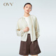 OVV2023春夏新款女裝大地色系輕薄精致松緊圓領(lǐng)休閑夾克外套 卡其（凈色）15 S