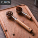 CLITON304不銹鋼咖啡勺咖啡豆量勺胡桃木柄咖啡粉奶粉計量勺長柄15ml