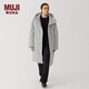 無(wú)印良品（MUJI）男式 不易沾水連帽羽絨大衣男士羽絨服男款冬季外套男裝AD0X8A4A 灰色 M 170/92A