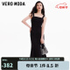 VEROMODA连衣裙2024早春新款优雅时尚方领鱼尾裙设计感纯色约会玫瑰 S59黑色 165/84A/M