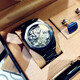 光邁鏤空手表男全自動(dòng)機械表復古商務(wù)經(jīng)典鋼帶螺鸚鵡防水時(shí)尚潮牌腕表 黑殼黑面
