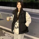 梵闋馬甲女短款2025冬季新款韓版加厚坎肩時(shí)尚外穿寬松學(xué)院風(fēng)棉外套女 黑色 XL -建議100-115斤