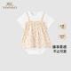 英氏【商場(chǎng)同款】童裝哈衣假兩件純棉連體衣女寶寶衣服夏季新款Z 淡雅粉 90cm