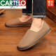 卡帝樂(lè )鱷魚(yú)（CARTELO）秋冬季居家包跟棉拖鞋男女室內家用防滑木地板厚底家居布棉鞋冬天 咖啡色 男士鞋底28CM(適合39-40碼)