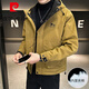 皮爾卡丹（pierre cardin）加棉外套男士新款秋季二棉服沖鋒衣潮流工裝休閑加厚連帽夾克針織 卡其色【加棉】 XL