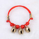 覓倩大小號調節虎頭銅鈴鐺腳鏈寶寶腳繩五彩金剛結嬰兒紅繩手腳鏈飾品 1.4厘米鈴鐺 三顆 下單請備注尺寸