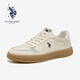美國馬球協(xié)會（U.S.POLO ASSN.）休閑男鞋2025夏季新款牛皮經(jīng)典板鞋男厚底增高百搭輕奢休閑鞋子男 米色 41 (255mm) 標(biāo)準(zhǔn)皮鞋碼-