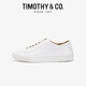 迪邁奇（TIMOTHY&CO.）秋季經(jīng)典男士小白鞋輕便休閑百搭舒適薄款牛皮運(yùn)動(dòng)板鞋男TMS23060 白色 40