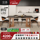 宜洛巖板實(shí)木餐桌客廳復(fù)古侘寂風(fēng)長(zhǎng)方形餐桌簡(jiǎn)約現(xiàn)代吃飯餐桌椅組合 【維克深灰】餐桌1.6米+餐椅*4 11mm啞光巖板+實(shí)木全托底座