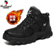 西域駱駝男士雪地靴加絨保暖抗寒零下40度棉鞋東北皮毛一體大碼男鞋464748 黑色【加絨】 46