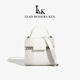 LMK奢侈品牌高端定制真皮手提包女2025新款高級感通勤斜挎女士單肩包 喜馬拉雅白 送女友老婆媽媽閨蜜生日禮物