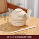 川島屋泡面碗帶蓋勺宿舍用學(xué)生泡面杯高顏值家用陶瓷打飯方便面碗 藍(lán)色法文泡面碗(配勺筷)