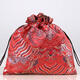 零號公館 手工刺繡錦囊雙層束口抽繩棉麻收納文玩布袋子珠寶首飾小福袋 龍紋紅色 長(cháng)20厘米 寬18厘米