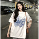 嬌茹妮 歐美高街潮牌純棉短袖t恤女寬松韓版ins原宿風(fēng)hiphop炸街半袖上衣 白色純棉 M