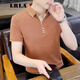 LRLA高檔短袖polo衫男士夏季薄款新款商務(wù)休閑純色男裝翻領(lǐng)t恤上衣潮 23003橘色 L 建議105斤-120斤