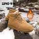 零度雪地靴男冬季新款真羊毛加絨保暖高幫棉鞋男戶(hù)外防水防滑抗寒棉靴 土黃【羊毛加絨加厚】 標準皮鞋碼 41 (255mm)
