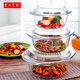 菲內克斯微波爐碗鋼化耐熱玻璃碗沙拉碗飯碗湯碗泡面碗帶蓋大碗 三件套1L+1.5L+2.5L
