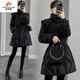 范哲狼（FANZELANG）新款加厚冬季羽絨服女小香風(fēng)收腰修身外套中長(cháng)款羽絨服 黑色 L (116-126)