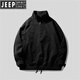 JEEP SPIRIT日系復古工裝夾克男潮流休閑外套男士半拉鏈套頭沖鋒衣春秋季美式 黑色(城市輕戶(hù)外) L(城市輕戶(hù)外)