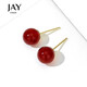 Jay 2025年新款紅色瑪瑙耳釘女銀針耳環(huán)送閨蜜送女友生日禮物
