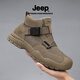 Jeep吉普馬丁靴男2025冬季新款真皮厚底高幫登山鞋子戶(hù)外防滑運動(dòng)鞋 卡其 41 皮鞋碼
