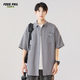 Foss Phil工裝短袖襯衫男夏季寬松百搭休閑半袖襯衣上衣外套FPCS8煙灰色L