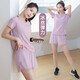 瑜伽少女夏季運動(dòng)套裝女健身房戶(hù)外晨跑步時(shí)尚瑜伽服速干透氣 紫色短袖+紫色短褲 M(95-110斤)