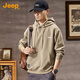 JEEP2025春季新款男士連帽衛(wèi)衣男休閑寬松長袖套頭刺繡T恤上衣服