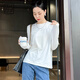 美洋（MEIYANG）肌底液開叉T 滑糯輕柔圓領壓褶直筒打底衫新款百搭休閑t恤上衣女 白色 M