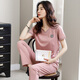 沐晴軒 睡衣女夏季純棉短袖休閑韓版可外穿女士家居服套裝春秋夏天 DX2526淺咖啡 女 L
