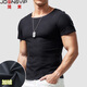 簡(jiǎn)束（JOONSVIP）德絨短袖t恤男士雙面加絨無(wú)痕加厚保暖磨毛緊身修身打底衫秋冬季 黑色 XL /70kg左右修身