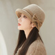 吉米葉子赫本風(fēng)日系卷邊蝴蝶結羊毛漁夫帽子女秋冬季韓國輕奢保暖禮帽盆帽 卡其色 均碼 M(56-58cm)