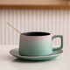 瓷牌茗茶具 歐式咖啡杯節日禮物漸變陶瓷早餐杯牛奶杯辦公室水杯子馬克杯 漸變綠知心咖啡杯+碟子勺子+簡(jiǎn)裝