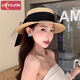 COYOJOR希遙家草帽女夏平沿時(shí)尚復古輕奢帽防曬帽草編2025拉菲草太陽(yáng)帽遮陽(yáng)帽女 草本色 可調節