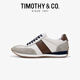 迪邁奇（TIMOTHY&CO.）百搭復古德訓鞋商務輕奢休閑鞋男透氣減震運動牛皮阿甘鞋TML23019 白色 41