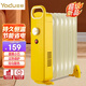 亞都（YADU）取暖器小型烤火爐電暖器電暖氣片家用電熱油汀迷你辦公室暖腳寵物取暖電油汀 【7片暖金色迷你款】YD-CX0307