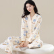 花璃璐秋冬100%純棉睡衣女長(cháng)袖日系和服甜美高檔新款春秋家居服女士睡衣 HLL-1236【V領(lǐng)-100%純棉】 XL【適合120-140斤】
