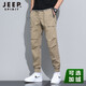吉普（JEEP）休閑褲男秋冬季工裝褲加絨加厚男士時(shí)尚休閑小腳褲運動(dòng)潮流束腳褲 卡其色春秋 32