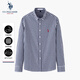 U.S. POLO ASSN.襯衫男長(cháng)袖秋季純色棉格子休閑寬松免燙男士襯衣正裝