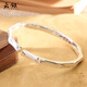 云銀 竹節銀手鐲999足銀鐲子開(kāi)口實(shí)心竹報平安手環(huán)竹子銀飾禮物送女友 磨砂面竹節手鐲約27克