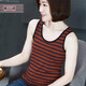 橫行道2023夏裝韓版新款簡(jiǎn)約黑白條紋短款吊帶背心女式外穿無(wú)袖打底衫 杏大藍小 3XL