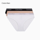Calvin Klein內衣女士三條裝ck本命年提花棉質(zhì)微彈比基尼三角內褲女QP2349O FIY-太空黑/杏仁色/月光白 3條 M 尺碼偏大，建議拍小一碼