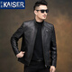 凱撒（KAISER）男士真皮皮衣 海寧頭層小牛皮短款修身韓版機車(chē)服立領(lǐng)春秋外套潮 黑色 170/L 適合體重110-130斤