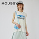 moussy 春季女裝新款街頭機車(chē)圖案印花無(wú)袖T恤上衣010GSQ90-0420 011米白色 均碼