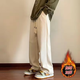 軒萊雅直筒褲子男士春秋季款燈芯絨闊腿長(zhǎng)褲潮流寬松垂感大碼休閑褲男 S-WJ00加絨杏色-志 XL