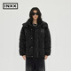 英克斯（inxx）ALLPICK 潮牌新品絎縫黑色暗花羽絨服男寬松加厚保暖時(shí)髦連帽外套 黑色 S