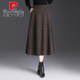 皮爾卡丹（pierre cardin）半身裙咖色毛呢a字裙女2026秋冬新款后松緊高腰遮胯顯瘦中長(cháng)擺裙 摩卡棕【裙長(cháng)75/有口袋】 S 60-90斤