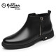 金利來(lái)（Goldlion）男鞋冬新款皮鞋男時(shí)尚拉鏈套腳靴保暖高幫加絨棉靴子男士 黑色拉鏈款 加絨 41