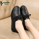 啄木鳥(niǎo)皮鞋女新款牛皮媽媽鞋品牌女士單鞋軟底中老年人高檔舒適防滑女鞋 黑色 37